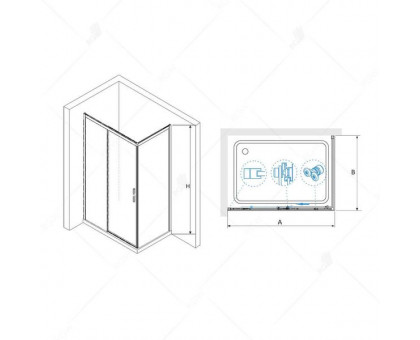 Душевой уголок RGW LE-41B (LE-12B + Z-050-2B) 170x100, прозрачное стекло