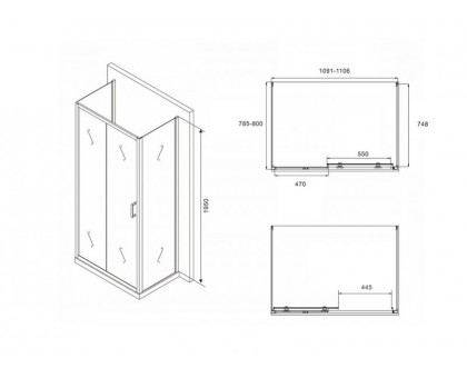 Душевой уголок ABBER Schwarzer Diamant AG30110B-S80B-S80B