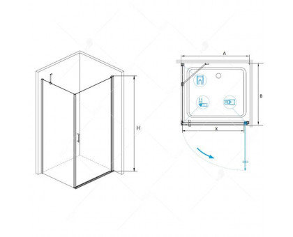 Душевой уголок RGW LE-34 (LE-03 + Z-14) 70x120, прозрачное стекло
